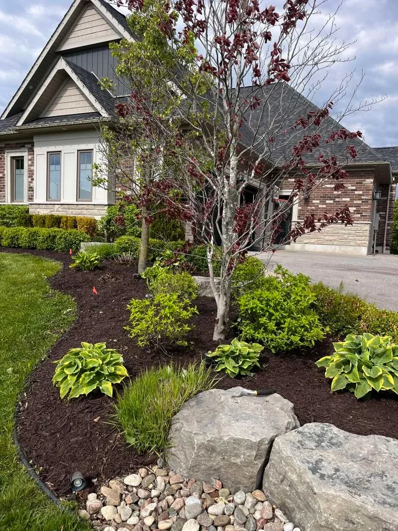 Professional mulch application to protect plants and improve curb appeal in Bowmanville