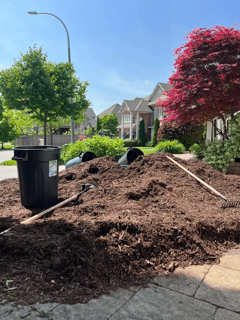 Professional mulch spreading and garden bed edging in Oshawa